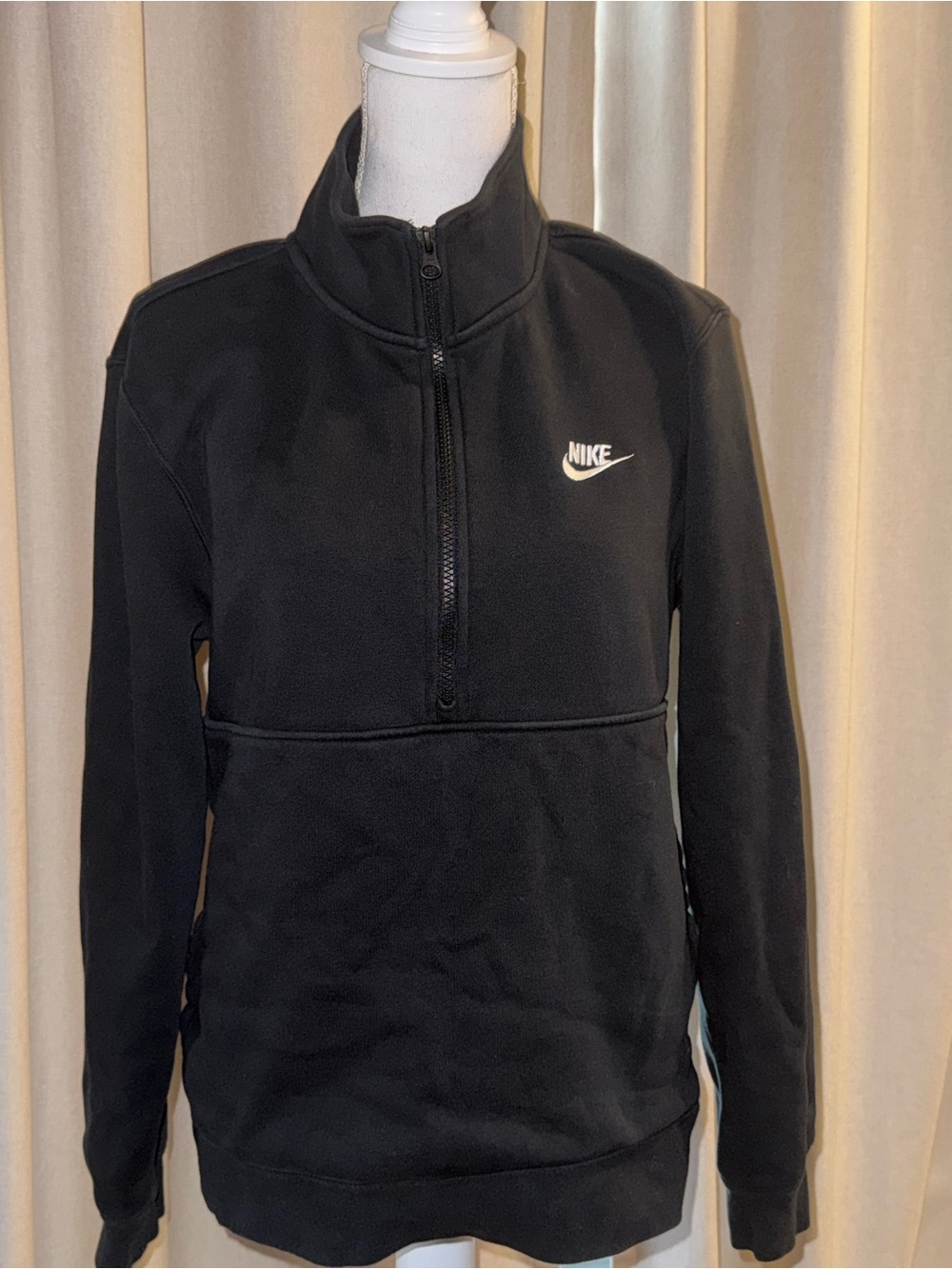 Nike Men’s Black Half-Zip Pullover with White Logo